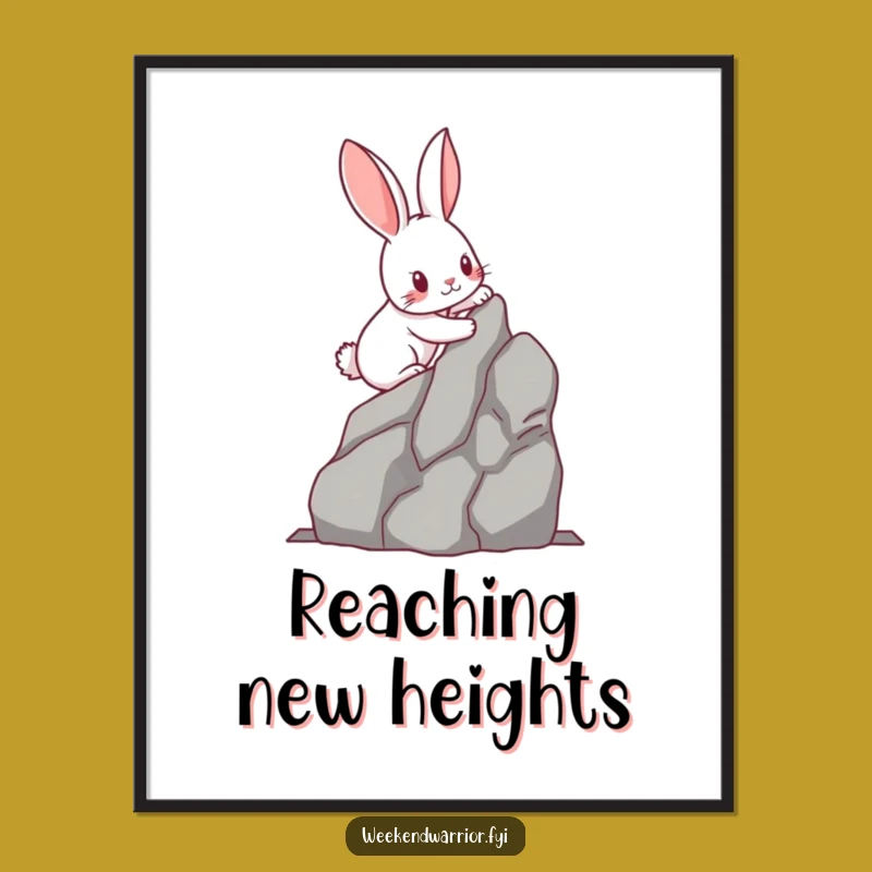 Funny Kawaii Rabbit Poster - Hilarious Climbing Art Print