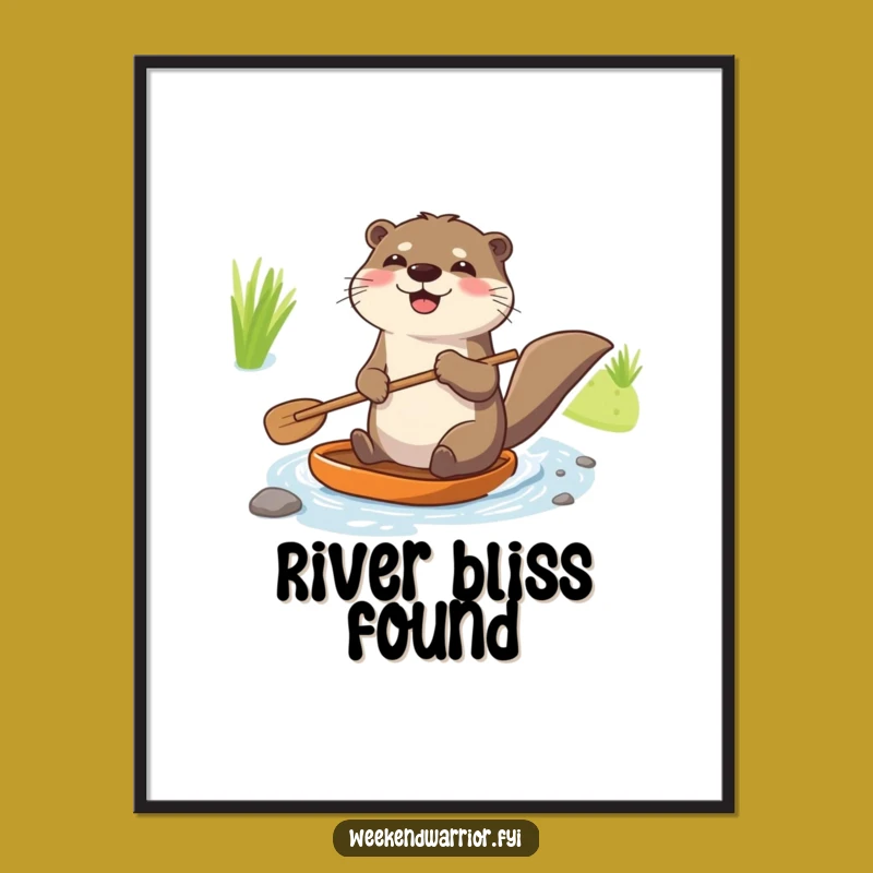 Funny Joyful Otter Poster: Whimsical Waterway Art