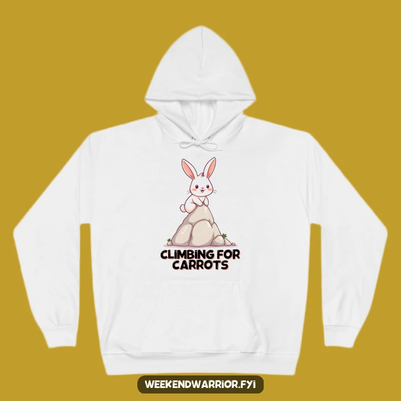 Funny Rabbit Hoodie: Determined climber rabbit, cozy comfort for a funny gift.