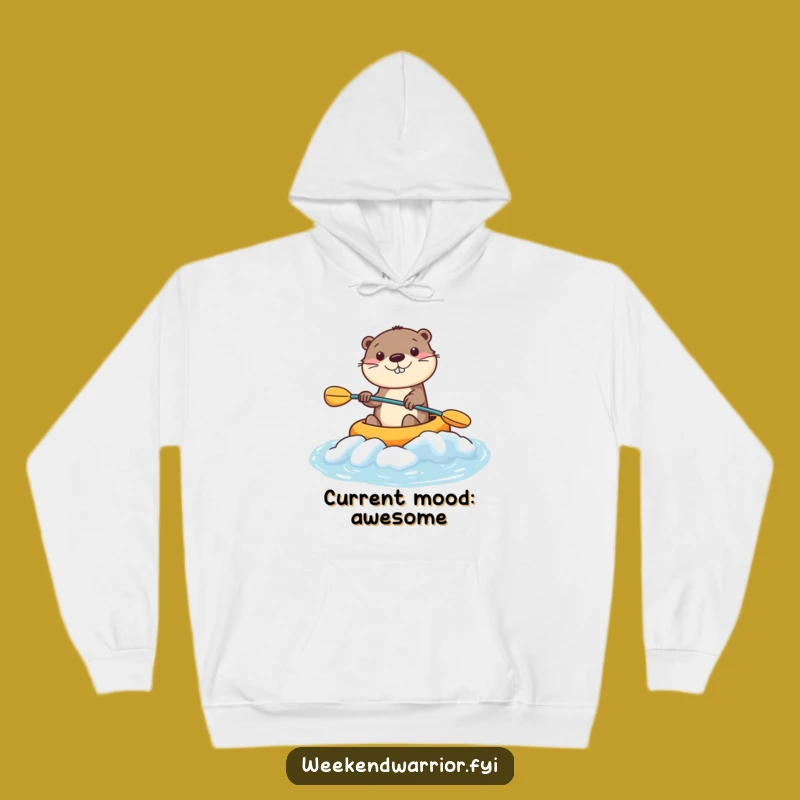 Funny Kawaii Otter Hoodie - Smiling Kayaker for Cozy Adventures and Humorous Gifts