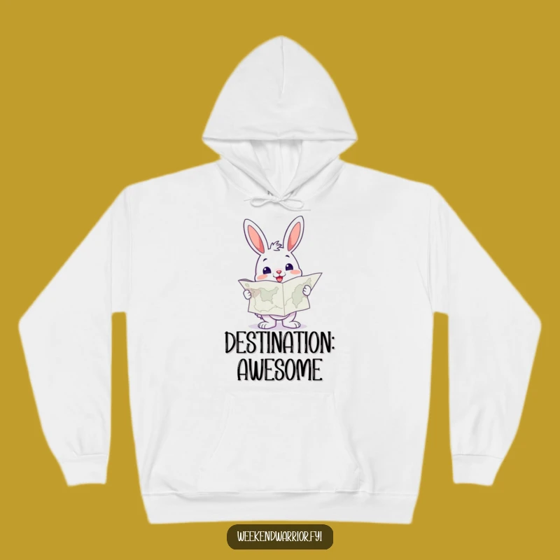 Funny Bunny Map Hoodie: Cheerful Explorer's Adventure Sweatshirt, Cozy Gift