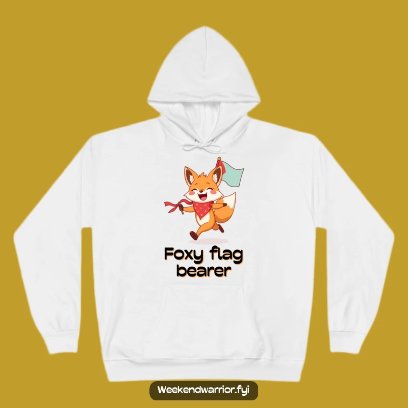 Funny Fox Running Flag Hoodie - Cozy Freedom Celebration