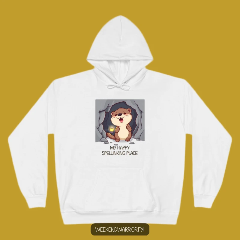 Funny Otter Cave Explorer Hoodie: Cozy Headlamp Adventure Sweatshirt, Perfect Gift