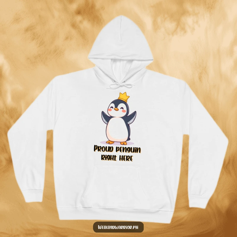 Funny hoodie featuring a proud penguin standing tall, radiating joy after completing a challenging task.