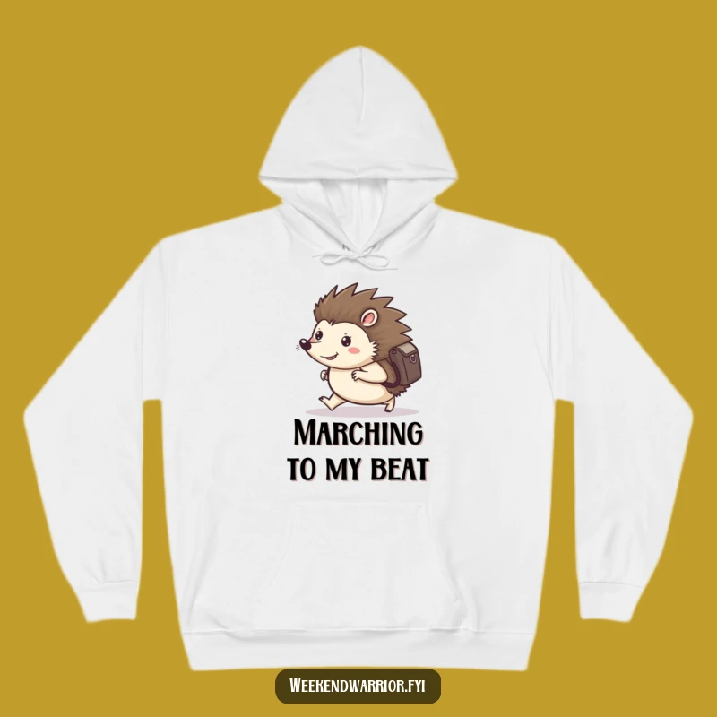 Funny Hedgehog Hoodie: Cozy Determined Marcher with Backpack Design