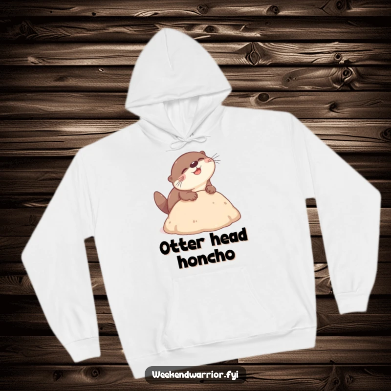 Funny otter hoodie showing a playful otter gleefully headbutting into a soft mound, perfect for cozying up with a smile.