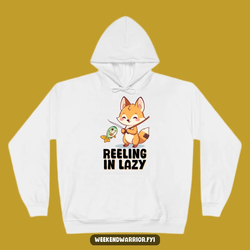 Cozy Funny Kawaii Fox Fishing Hoodie - Warmth for the Angler