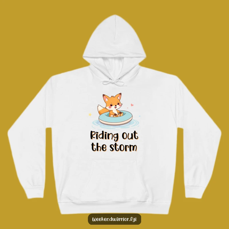Cozy Funny Fox Raft Puddle Hoodie: Warm Adventure Fox Sweatshirt, Great Gift