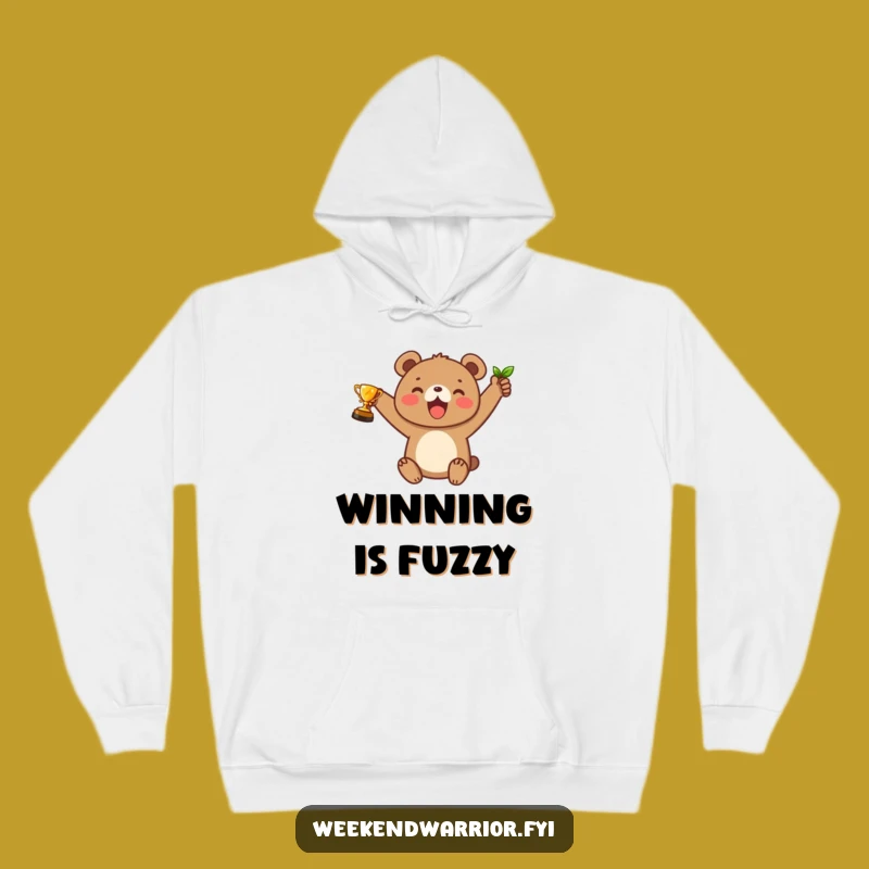 Funny Bear Cub Trophy Hoodie: Cozy Joyful Winner Sweatshirt Gift