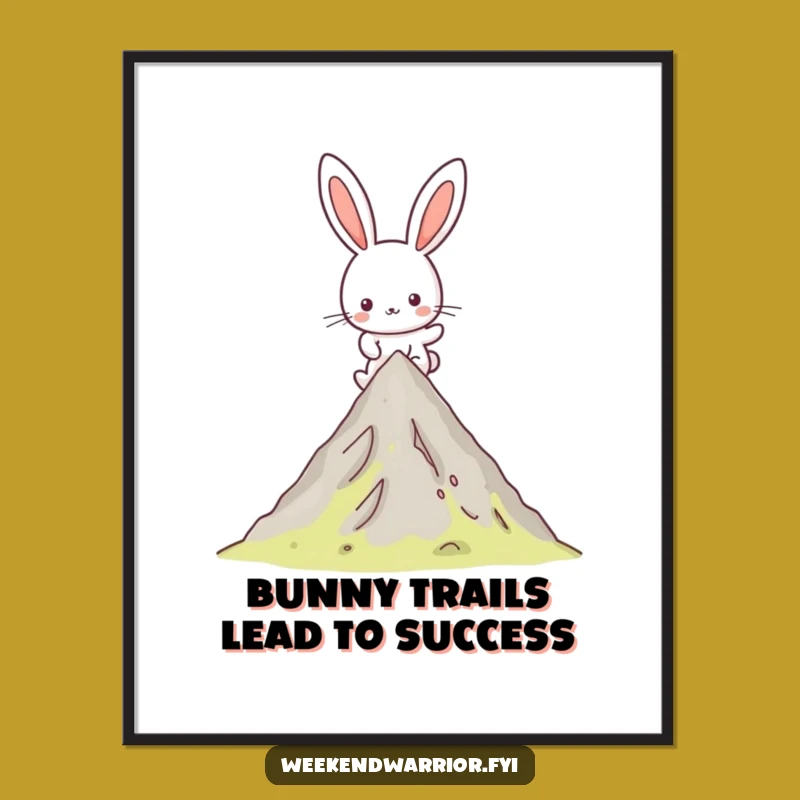 Free Printable Kawaii Rabbit Wall Art: Funny Hiking Downloadable Art!