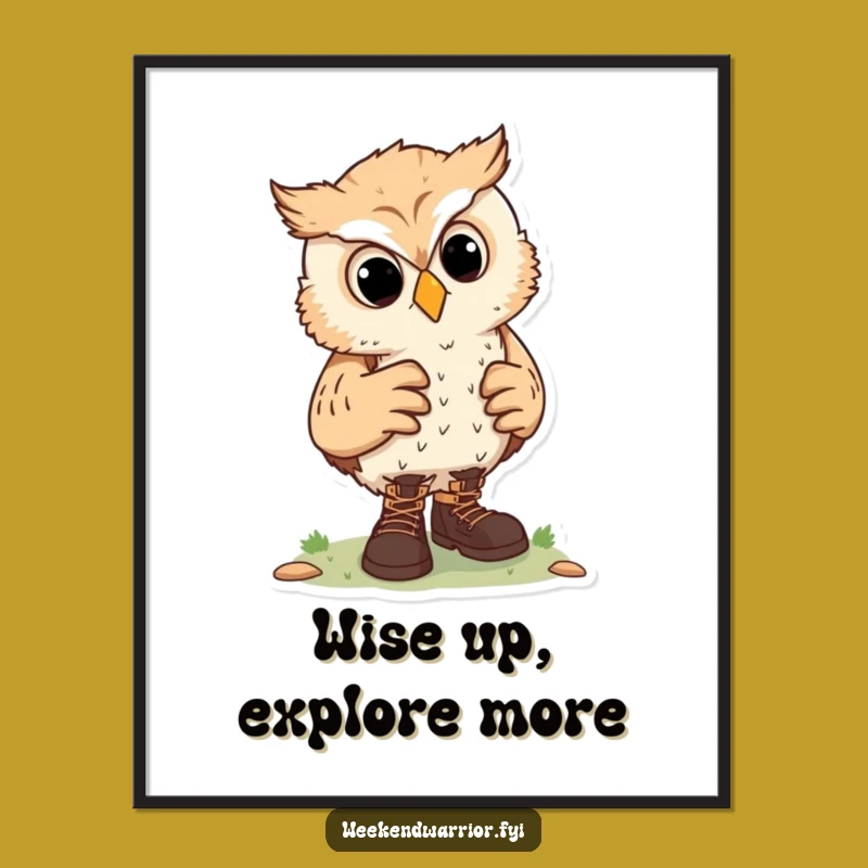 Free Printable Wall Art: Curious Owl Explorer Funny Downloadable Art Gift
