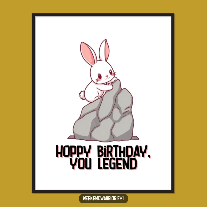 Free Printable Wall Art: Determined Climbing Rabbit Art, Downloadable DIY Decor for Inspiration