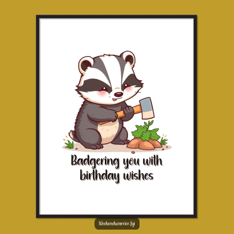 Free Printable Wall Art: Funny Hacking Badger Art, Downloadable DIY Decor for Laughs