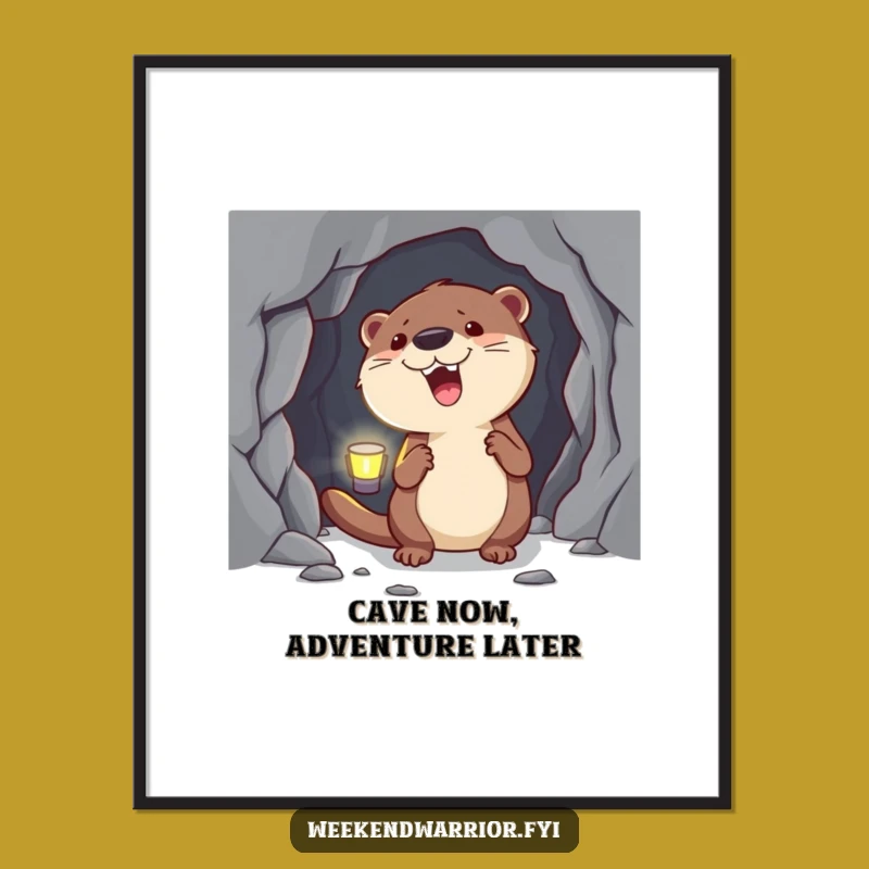 Free Printable Wall Art: Funny Otter Cave Explorer, Quirky Downloadable Art!