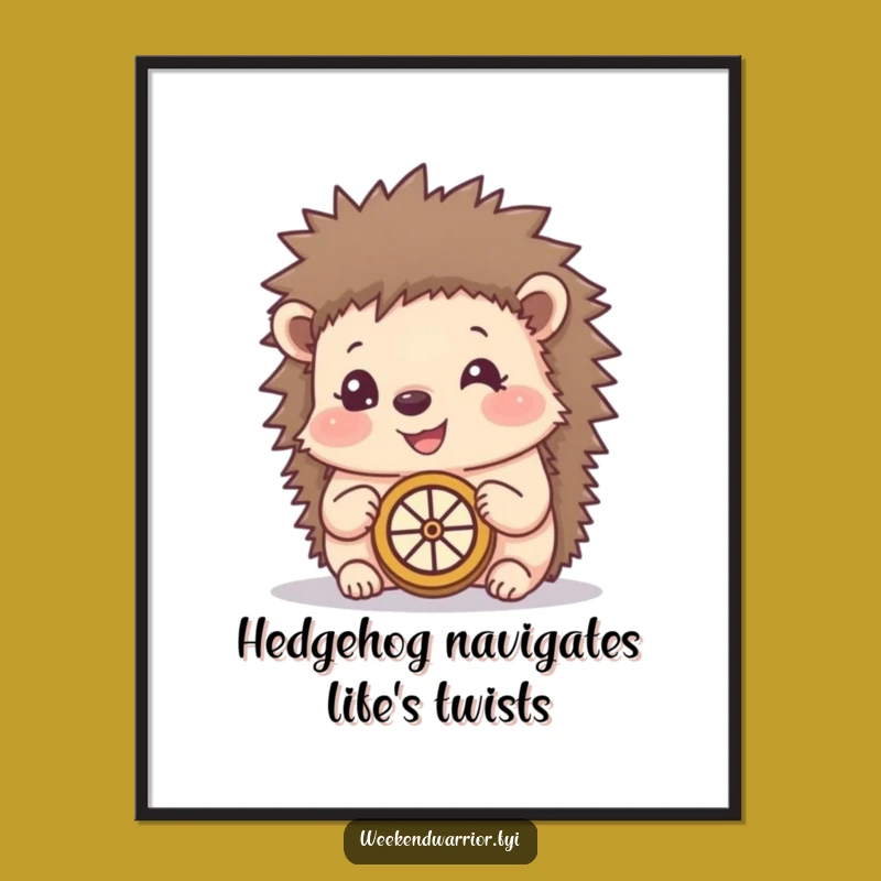 Free Printable Wall Art: Happy Hedgehog Compass Funny Downloadable Decor