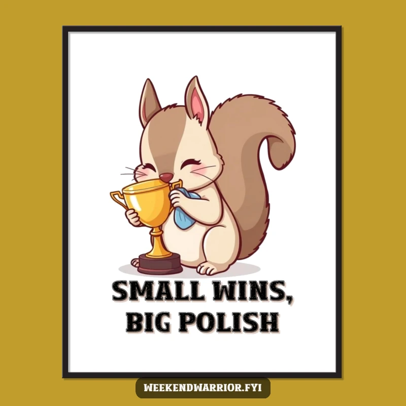 Free Printable Wall Art: Hilarious Squirrel Trophy Polish Humorous Downloadable Decor for Your Space