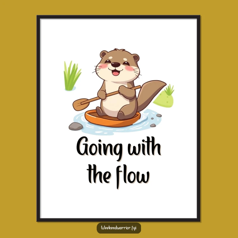 Free Printable Wall Art: Joyful Otter Paddling, Funny Downloadable Decor