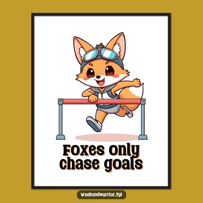 Funny Free Printable Wall Art: Fox Hurdler - Athletic Decor Print