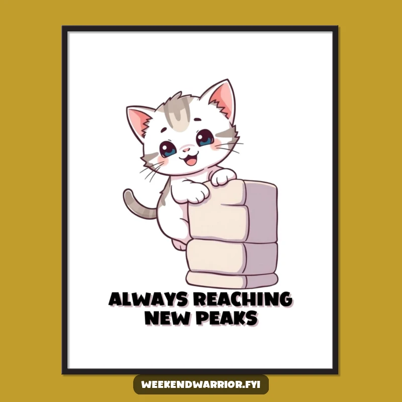 Funny Free Printable Wall Art: Kitten Climbing, Adorable Downloadable Decor
