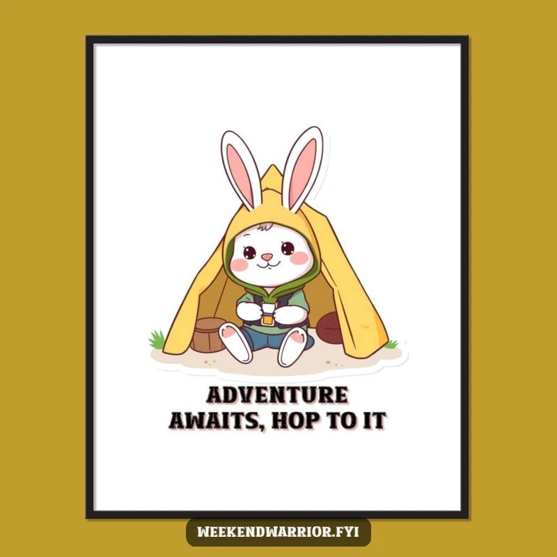 Funny Free Printable Wall Art: Rabbit Campsite Scene - Outdoor Decor