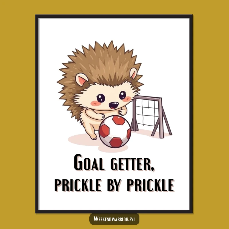 Funny Free Printable Wall Art: Hedgehog Goal, Humorous Downloadable Decor