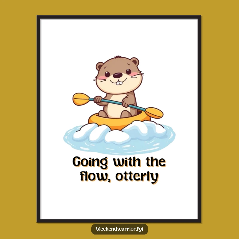 Kayaking Otter Art: Free Printable Adventure Wall Decor Downloadable Gift