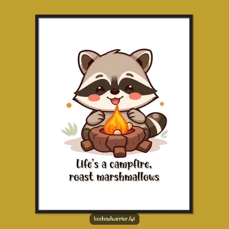 Raccoon Grilling Art: Free Printable Cozy Wall Decor Downloadable Gift