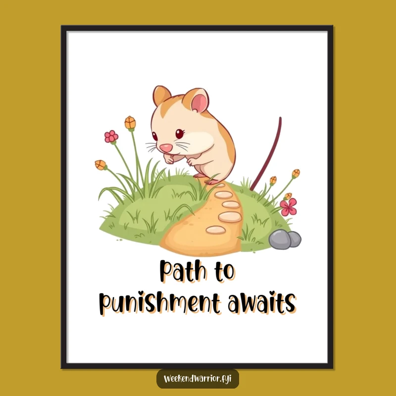 Funny Free Printable Wall Art: Hamster Exploring Tiny Path Downloadable Art