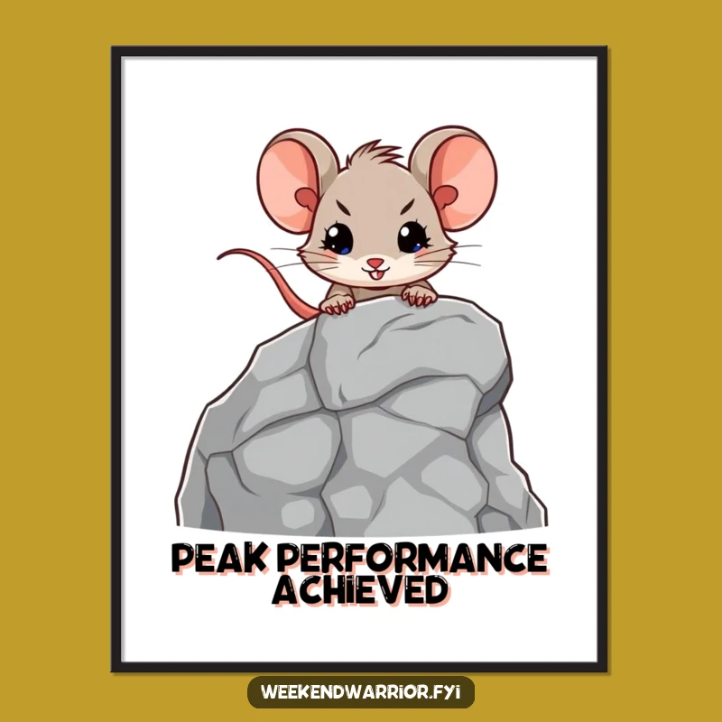 Funny Free Printable Wall Art: Determined Mouse Climbing - Hilarious Downloadable Art Decor