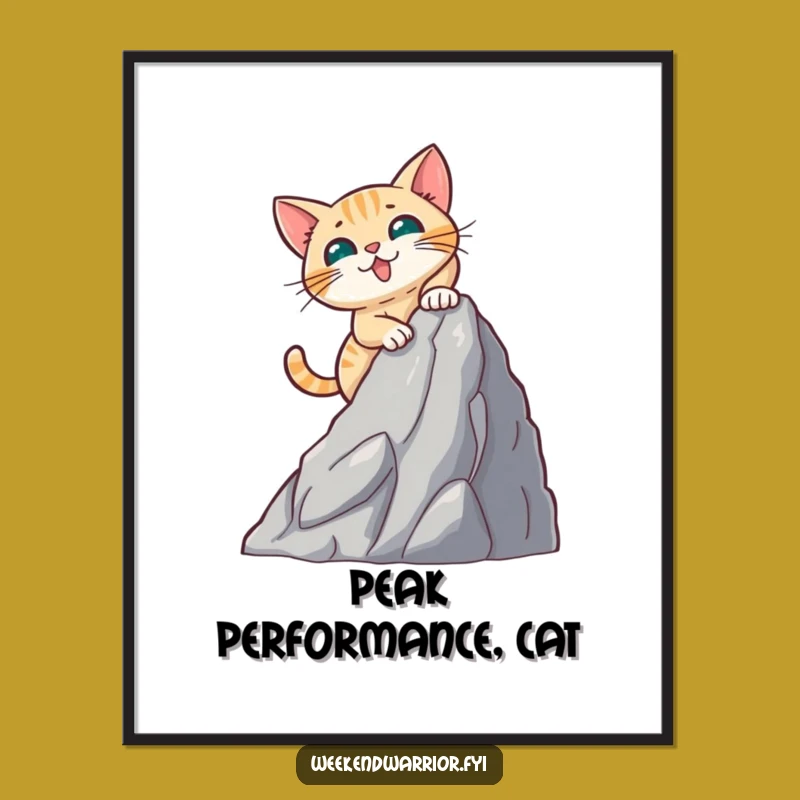 Funny Free Printable Wall Art: Brave Cat Mountain Climber, Downloadable Decor