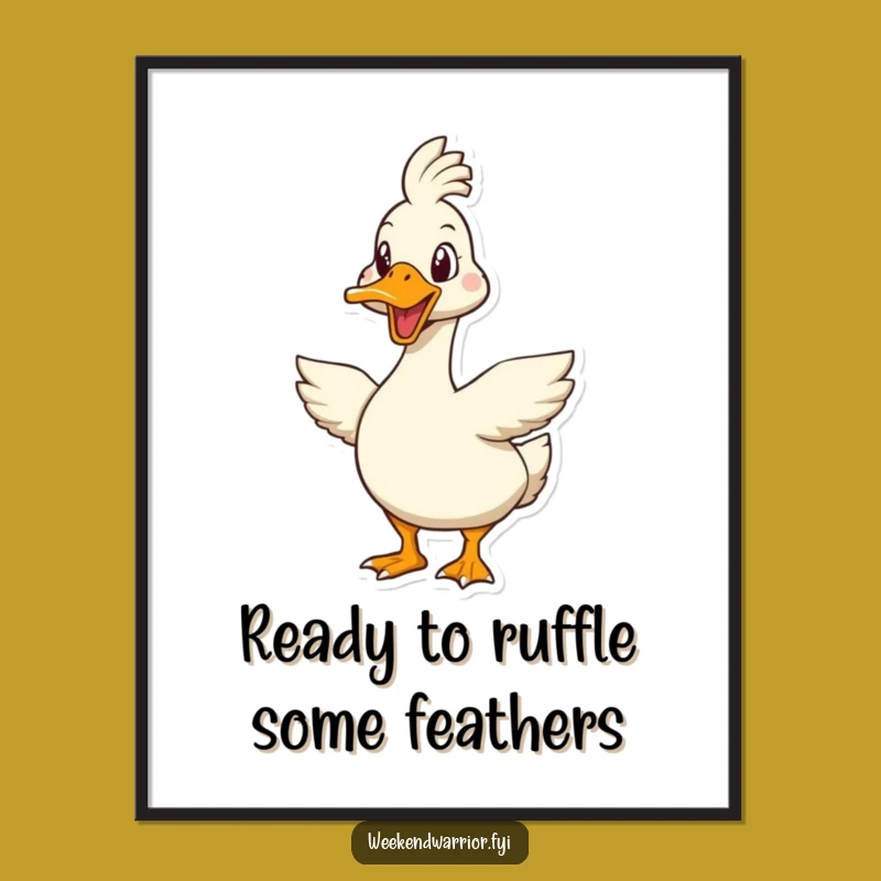 Funny Free Printable Wall Art: Determined Goose Decor for a Humorous, Bold Home Gift