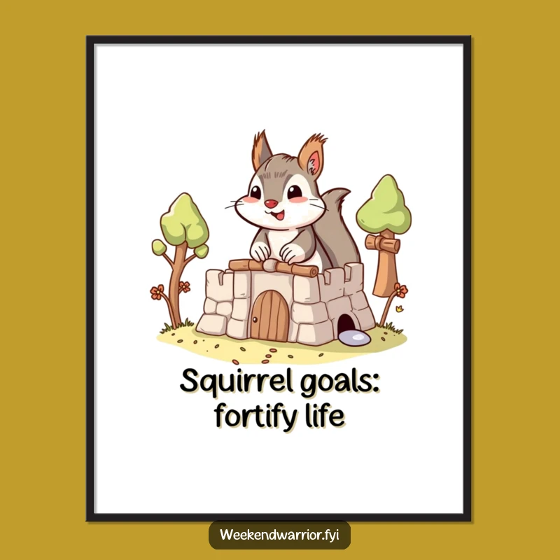 Free Printable Wall Art: Squirrel Fort Architect - Whimsical Downloadable Decor