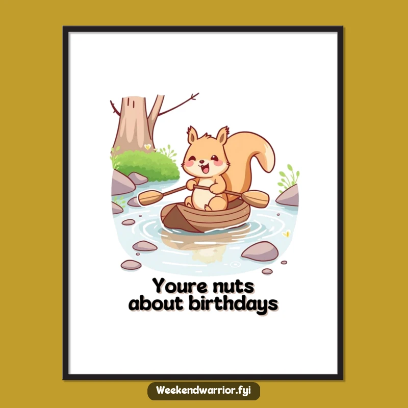 Free Printable Wall Art: Joyful Rafting Squirrel Art, Downloadable DIY Decor for Fun