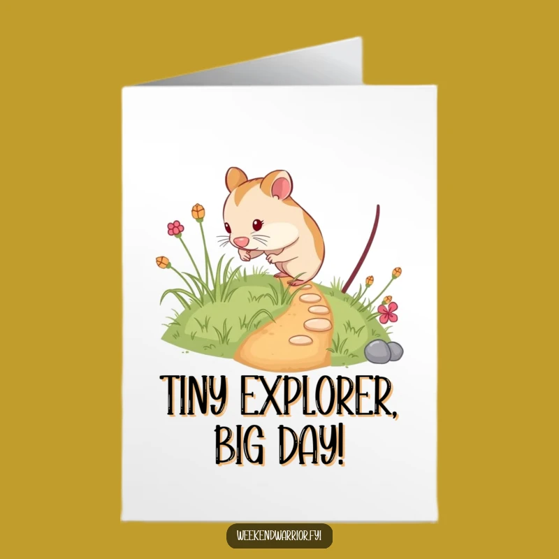 Free Printable Birthday Card: Funny Hamster Exploring Funny Path Downloadable Gift
