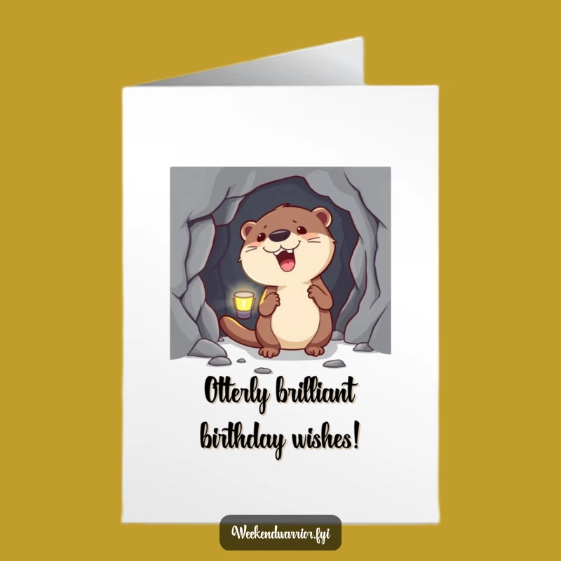 Free Printable Birthday Card: Funny Otter Cave Explorer, Hilarious Downloadable Gift!