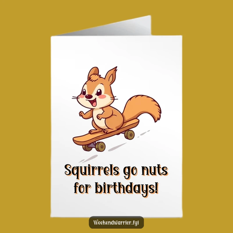 Free Printable Birthday Card: Giggling Squirrel Skater - Funny Downloadable Gift!