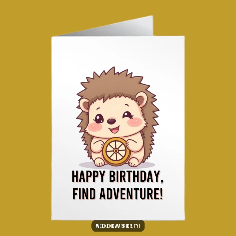 Free Printable Birthday Card: Hedgehog Compass Journey Funny Downloadable