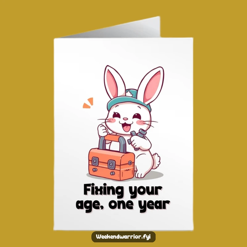 Free Printable Funny Birthday Card: Rabbit Mechanic DIY Downloadable Gift for Him