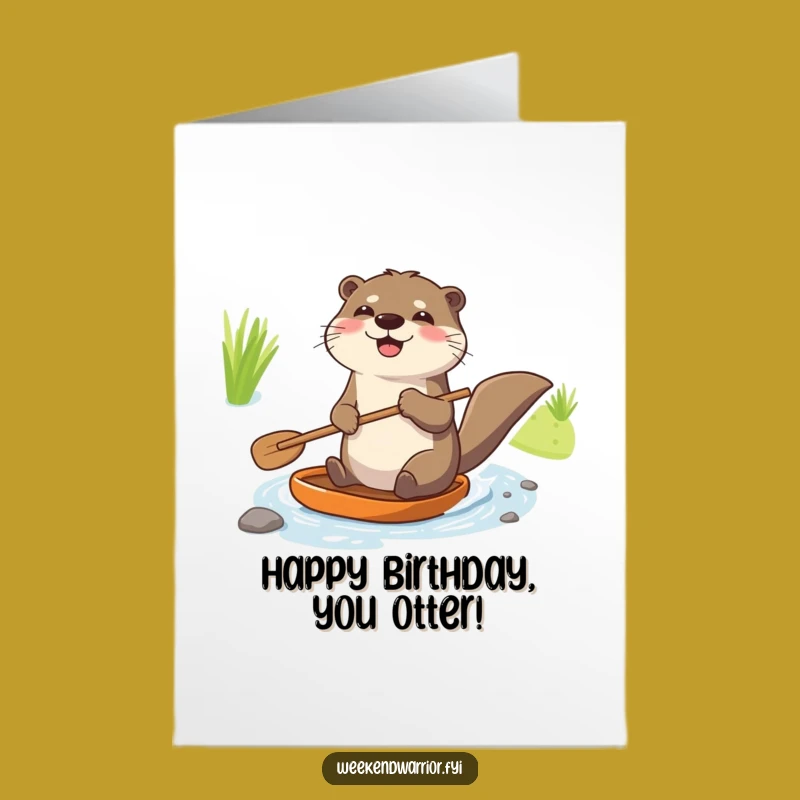 Free Printable Birthday Card: Joyful Otter Paddling, Funny Downloadable Greeting