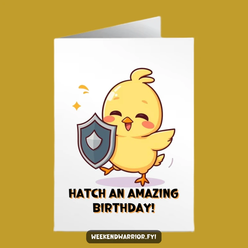 Free Printable Birthday Card: Chick Dodging Attacks Playfully Funny Downloadable Gift