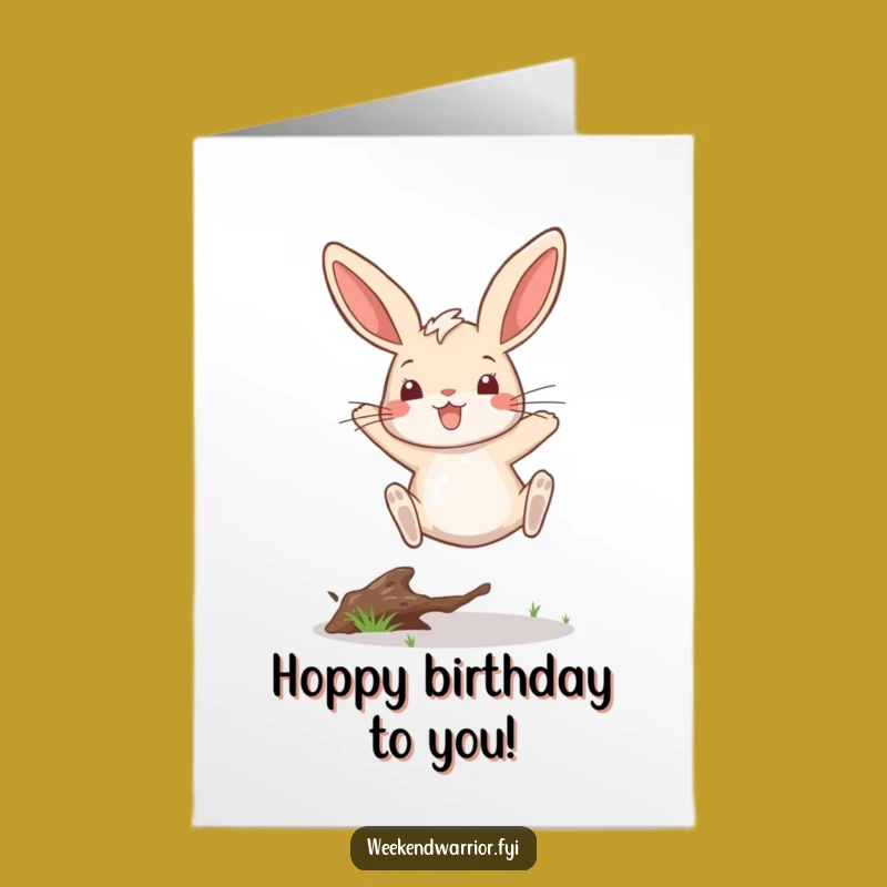 Free Printable Birthday Card: Funny Rabbit Leap Funny Downloadable Gift