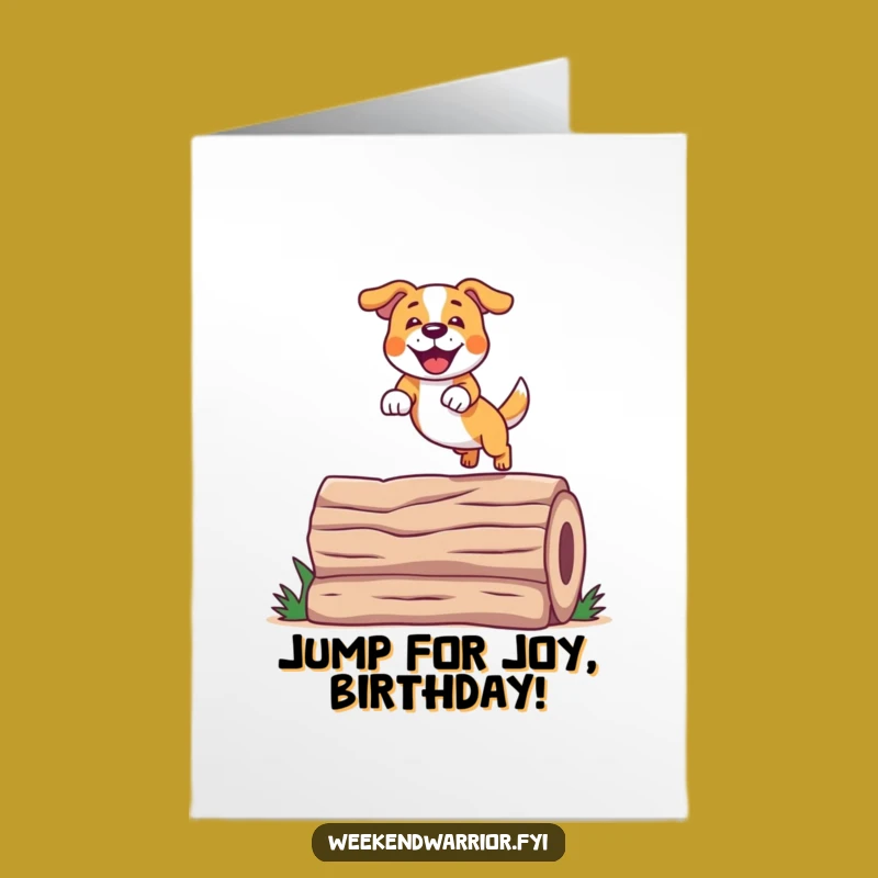 Free Printable Birthday Card: Jumping Dog - Energetic Downloadable Gift