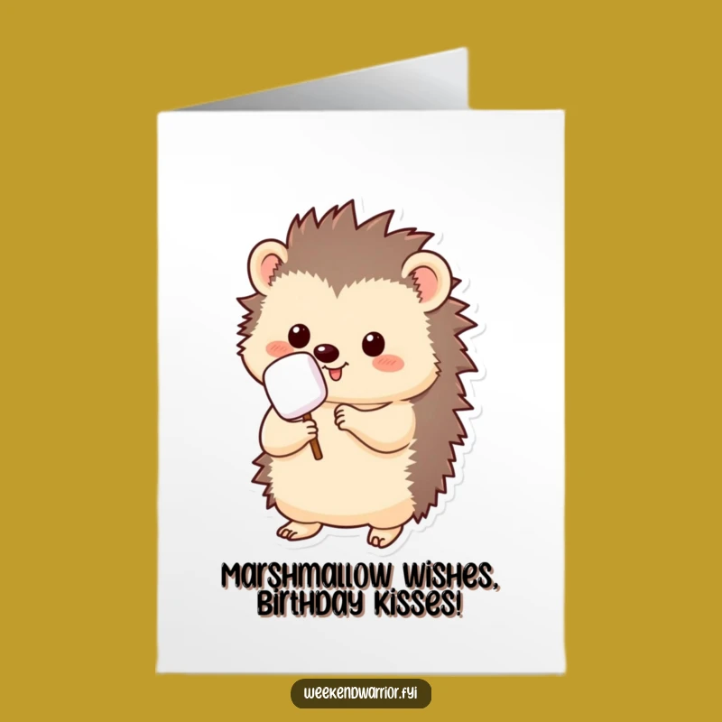 Funny Free Printable Birthday Card: Kawaii Hedgehog Smores Fanatic Downloadable Gift