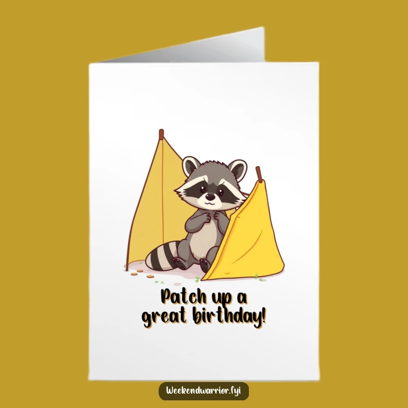 Free Printable Birthday Card: Raccoon Repair - Cozy Downloadable Gift