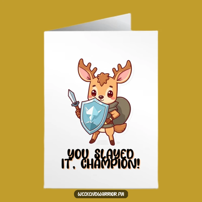 Free Printable Congrats Card: Brave Kawaii Deer for Victorious Celebrations