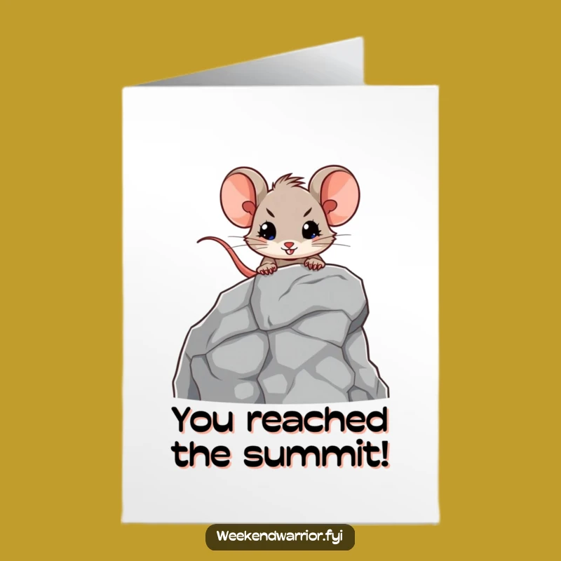 Free Printable Congrats Card: Brave Mouse Climbing - Funny Downloadable Gift Success
