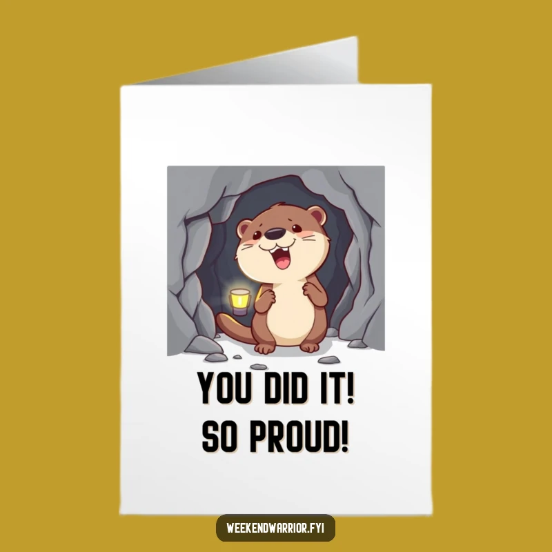 Free Printable Congrats Card: Funny Otter Cave Explorer, Awesome Downloadable!