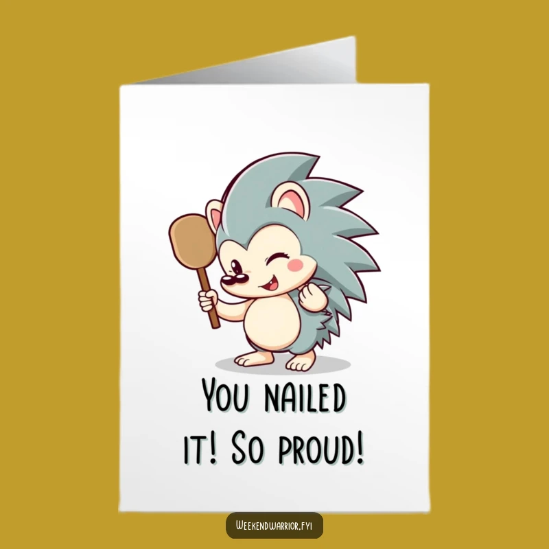 Free Printable Congrats Card: Goofy Hedgehog Paddle for a Hilarious Achievement Greeting