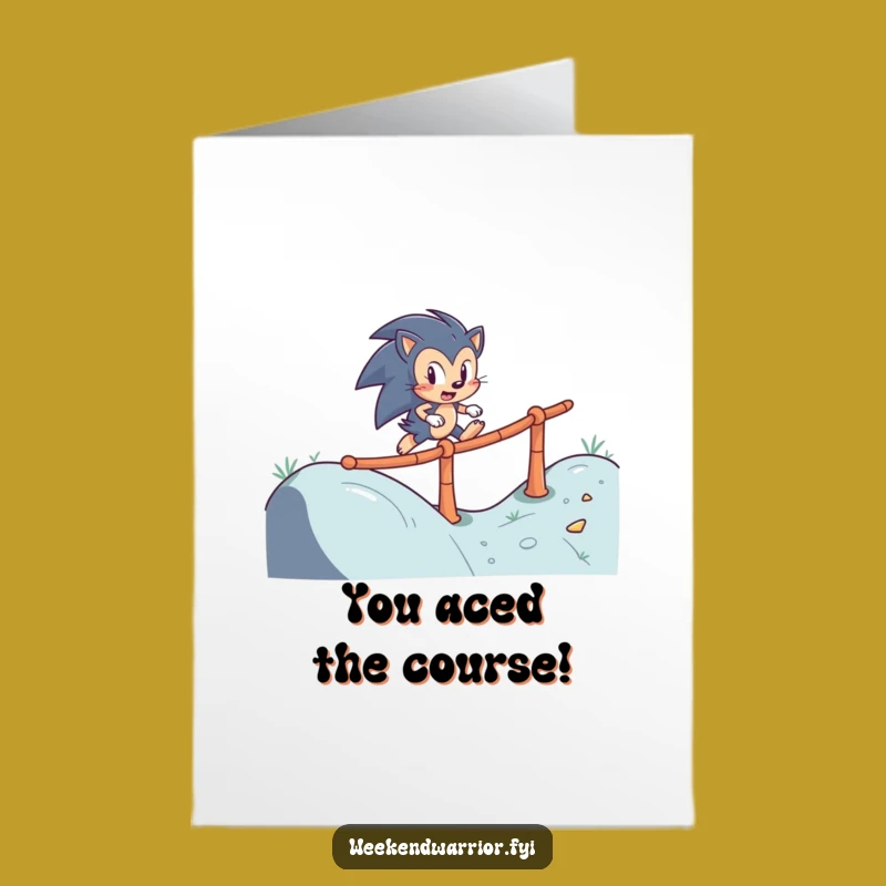 Free Printable Congrats Card: Hedgehog Wins Race - Funny Downloadable Achievement Gift