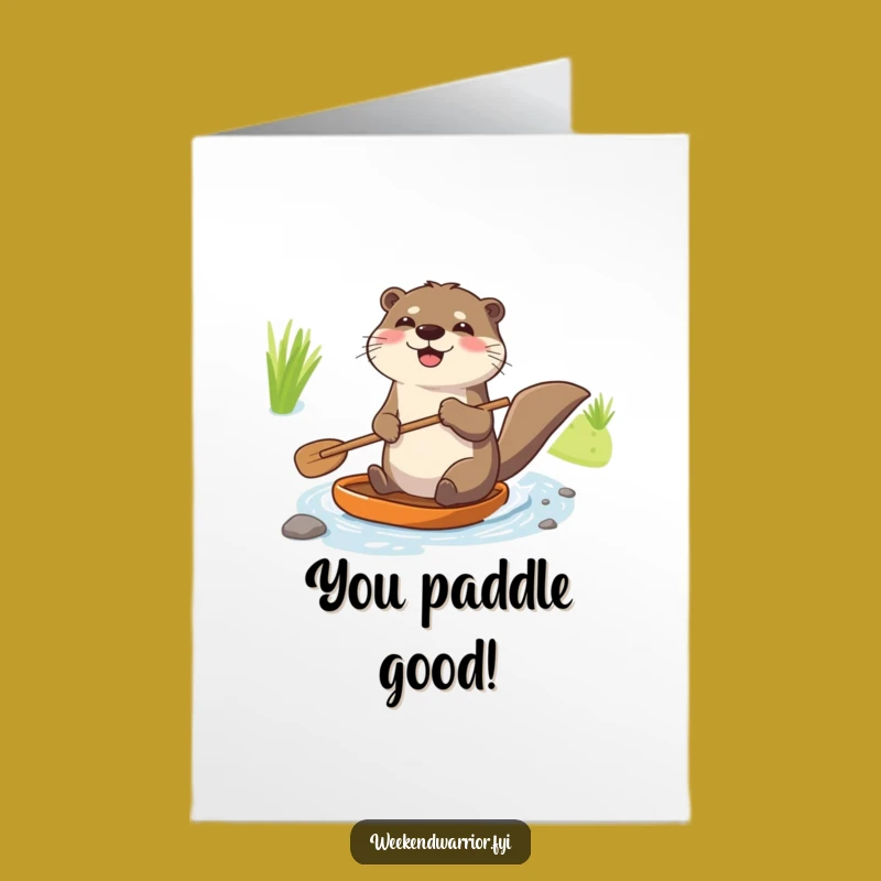 Free Printable Congrats Card: Otter Paddles Stream, Humorous Downloadable